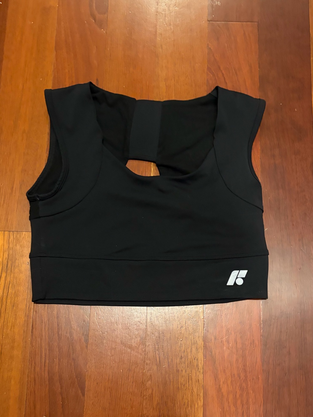 Black Crop Sports Top with Back Keyhole